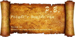 Polgár Boglárka névjegykártya